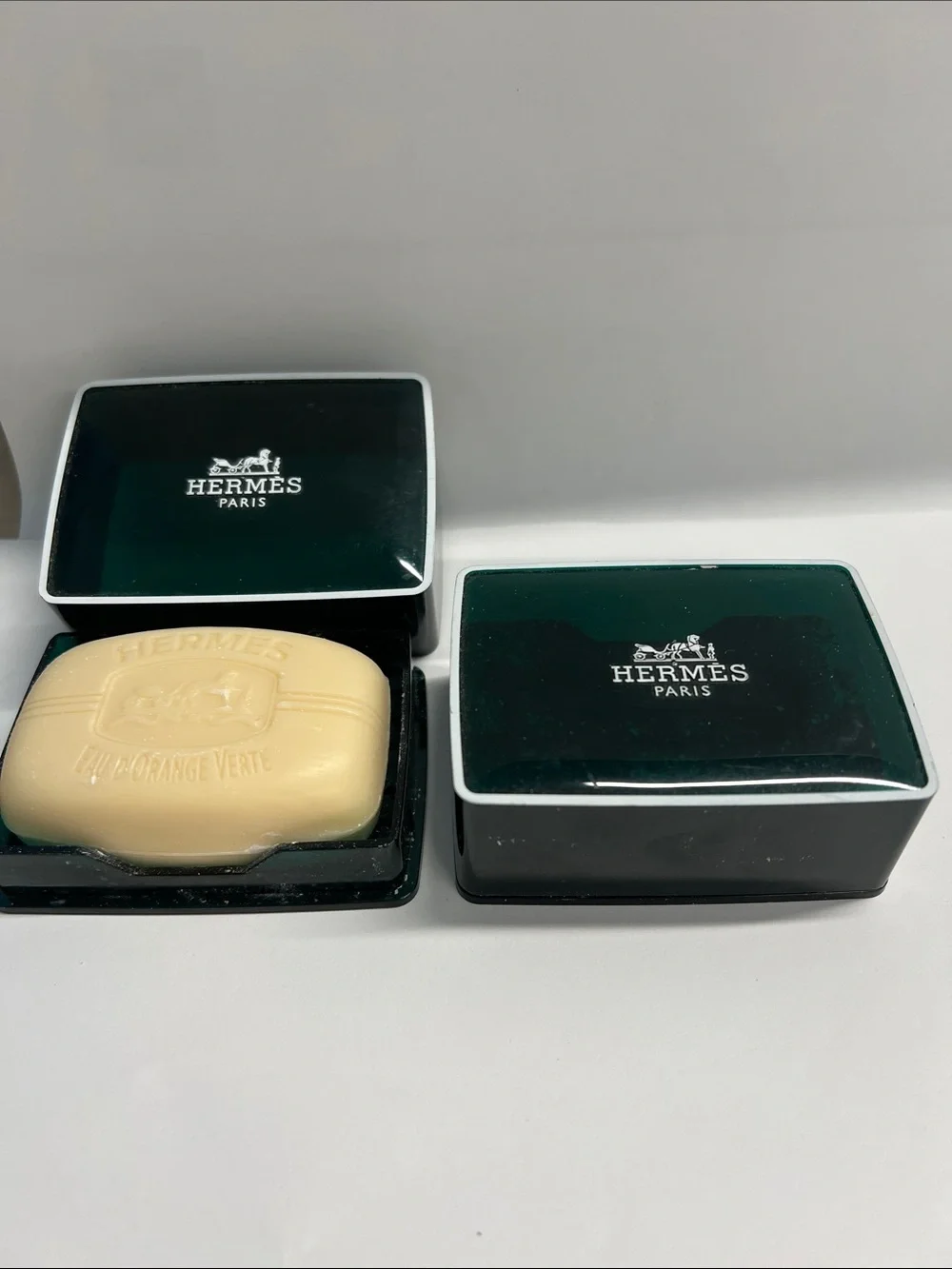 Vintage HERMES Eau d’Orange Verte Scented Soap In Lucite Box Vintage 0.8 oz